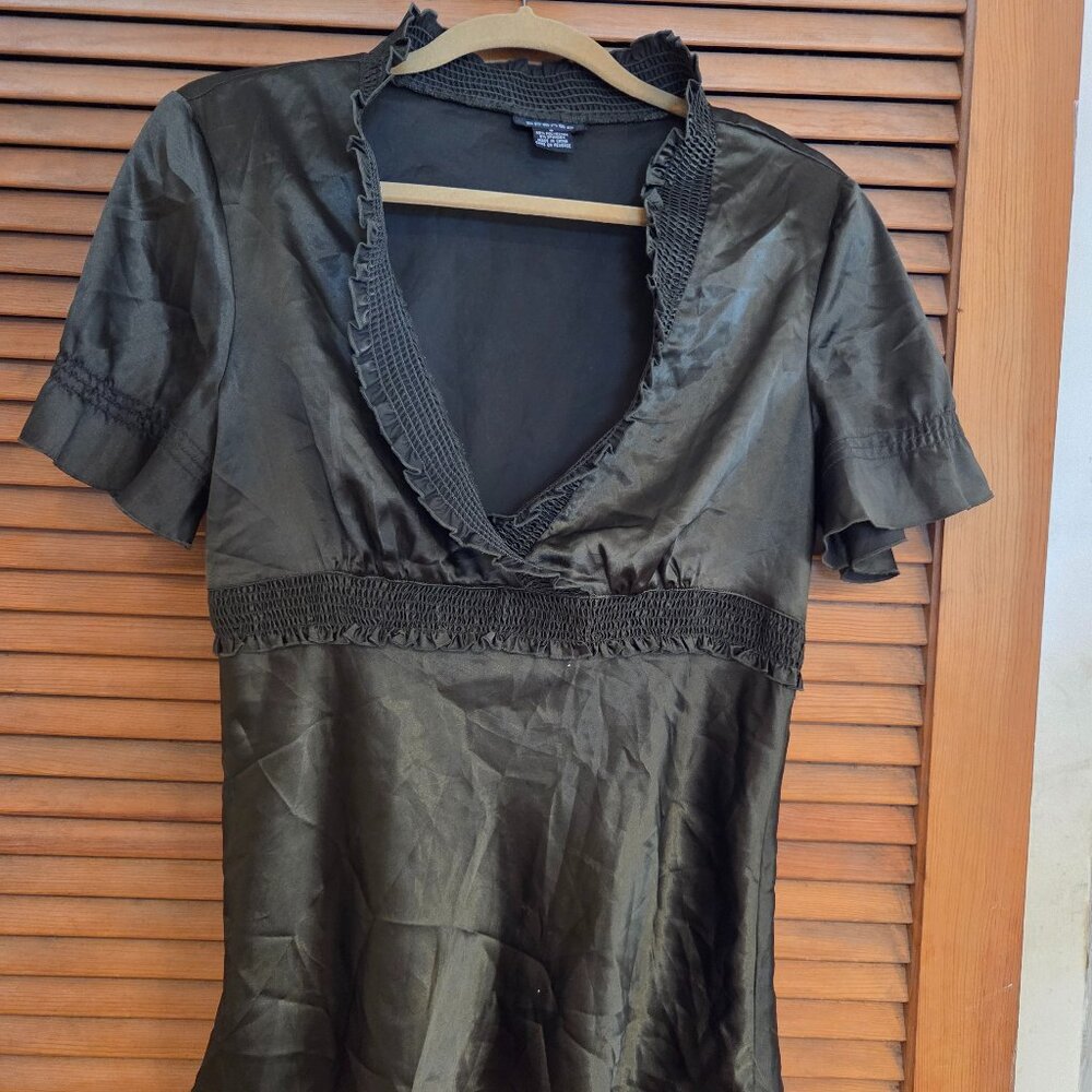 Olive green satin top